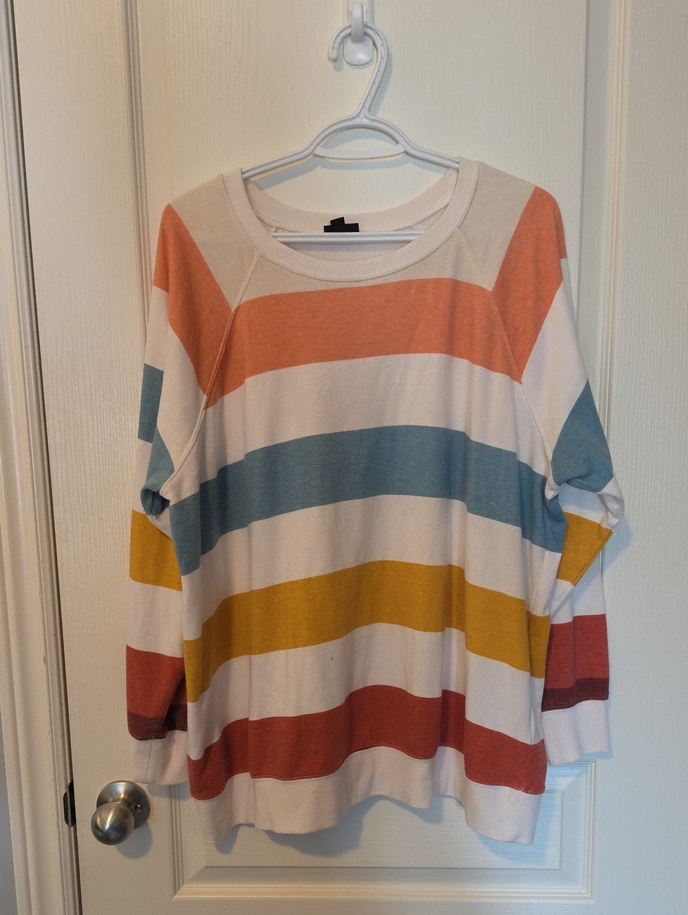 torrid White Multicolor Striped Scoop Neck Sweater